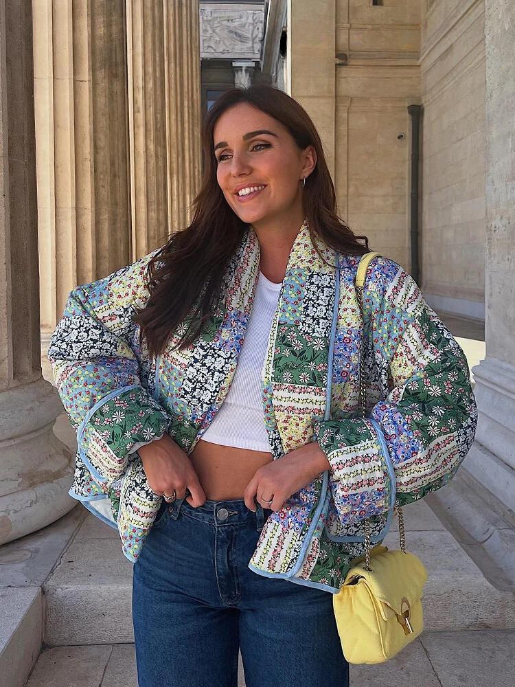 R&B | Vintage-Patchwork-Blumenjacke für Frauen