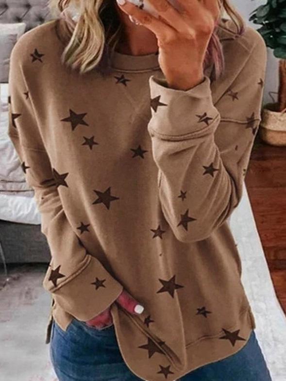 R&B | Warmer Stern Druck Rundhals Pullover Ideal für den Winter