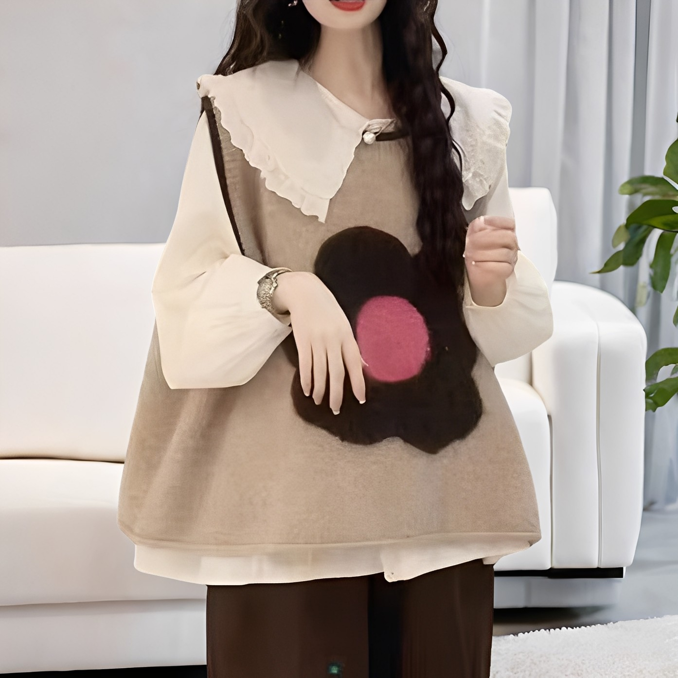 R&B | Bequeme Weste mit Blumenmuster für Damen