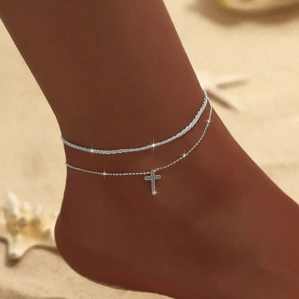 R&B | Chic Silber/Gold Doppel Fußkettchen