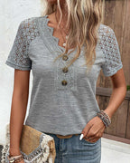 R&B | Damen T-Shirt mit kurzen Ärmeln und Spitze