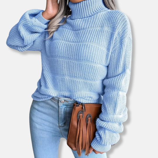 R&B | Rollkragenpullover Weiches Strickmaterial Gerippte Optik Lockere Passform Langärmlig
