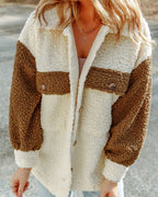 R&B | Color Block Sherpa-Jacke mit Taschen