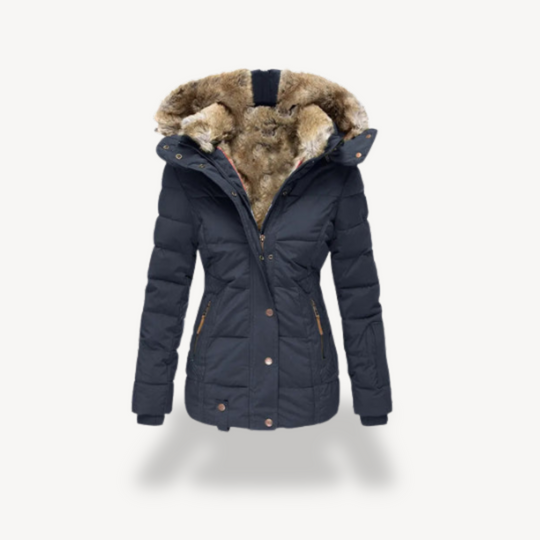 R&B | Damen Pufferjacke mit Kunstpelzkapuze