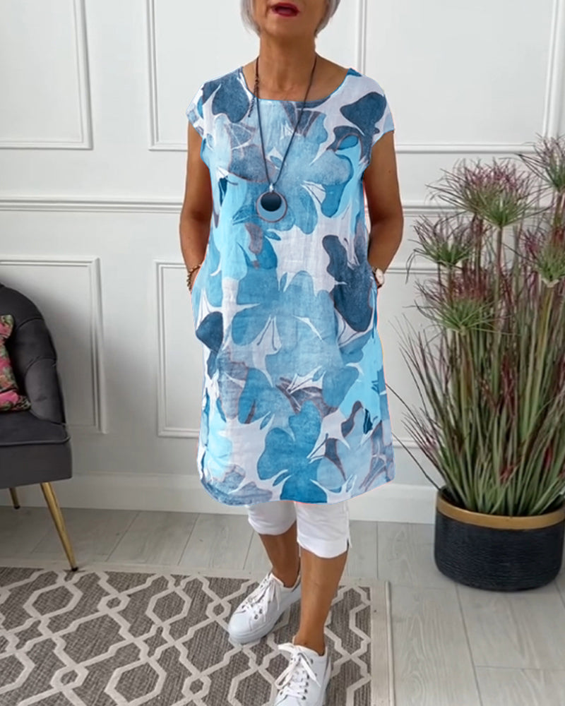 R&B | Lässiges Longtop mit Farbenfrohem Blumenprint