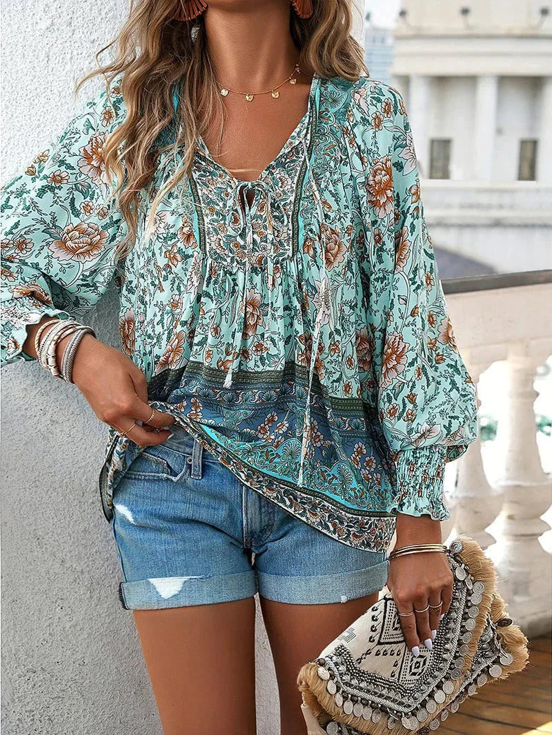 R&B | Blumenbluse Mit Langen Ärmeln Für Damen