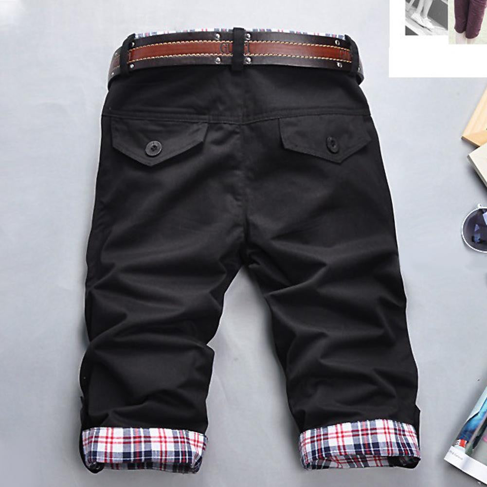 R&B – Hochwertige Shorts mit Gürtel und Karomuster