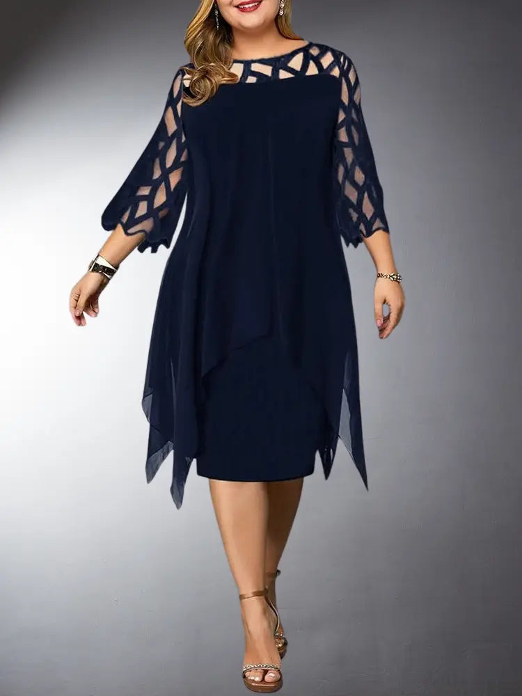 R&B | Elegantes Plus Size Spitzen-Midi-Kleid