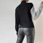 R&B | Pullover - Damen Winter Patchwork Rollkragen Strickpullover