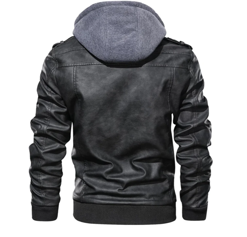 R&B | Lederjacke mit Kapuze für Herren