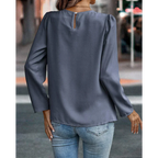 Plissierte Bluse mit langen Ärmeln