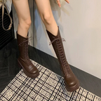 R&B | Hohe Stiefel Damenstiefel mit Schnürung und Robuster Ferse