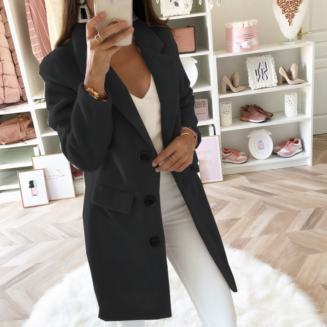 R&B | Lange Mantel für Frauen Schwarz