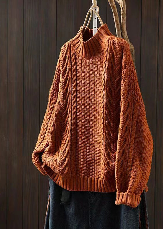 R&B | Locker Sitzender Hoher Hals Kabelstrickpullover Ideal für den Winter