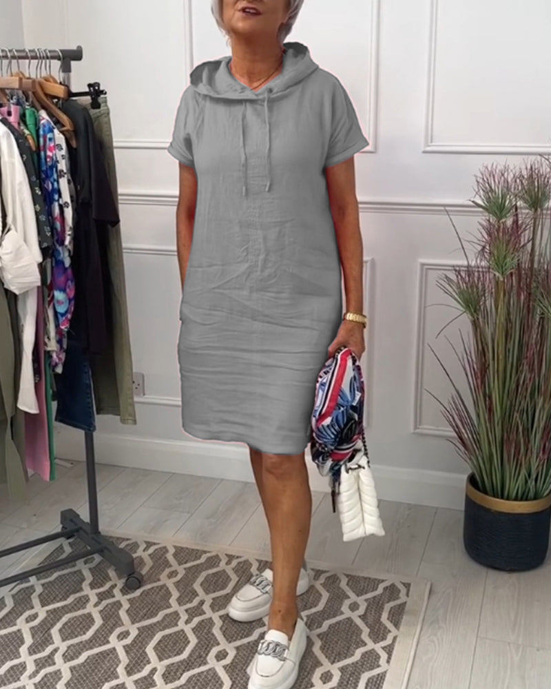 R&B | Kurzärmliges Freizeitkleid mit Kapuze
