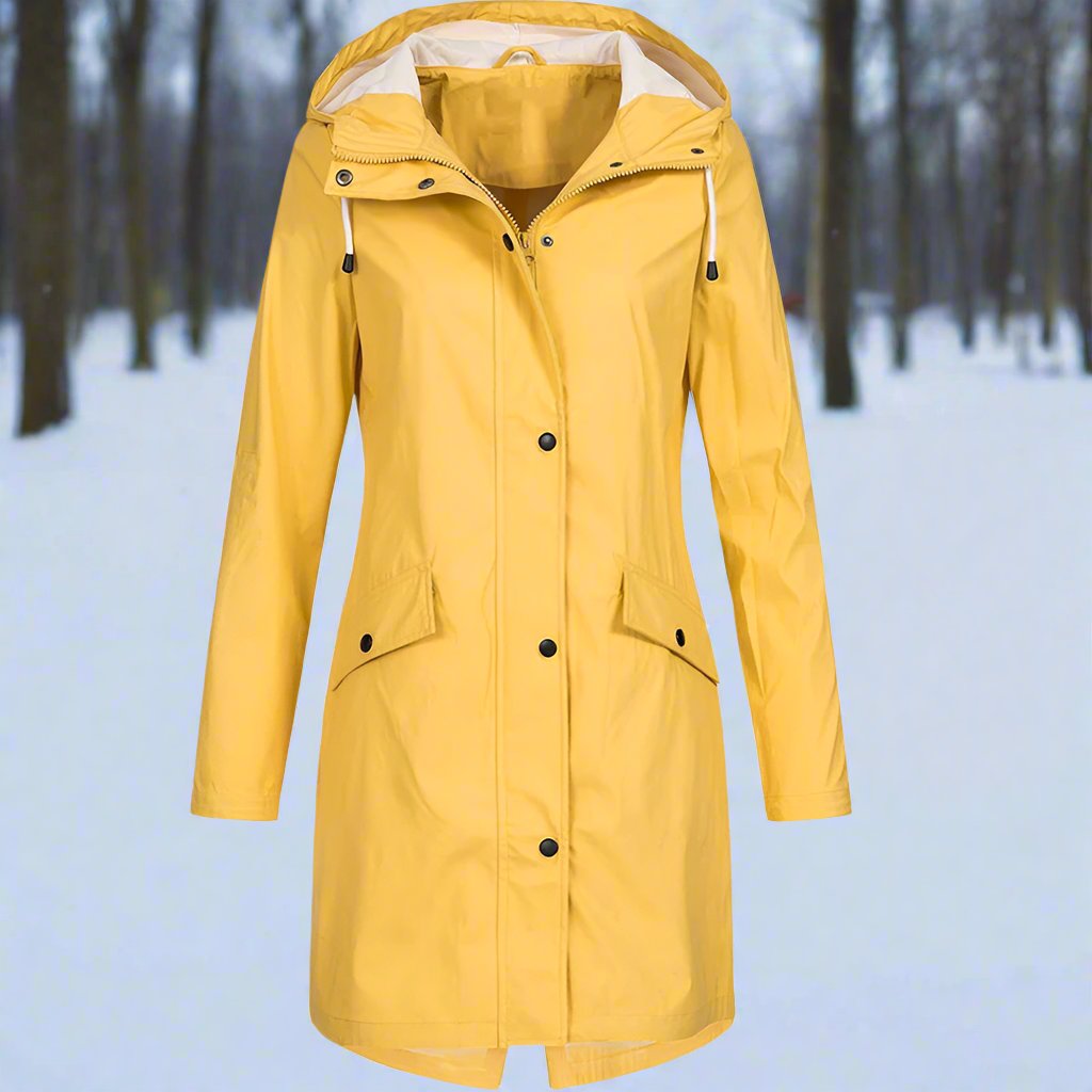 R&B | Kapuzen-Regenjacke - Lockere Passform Mid-Thigh Regenjacke