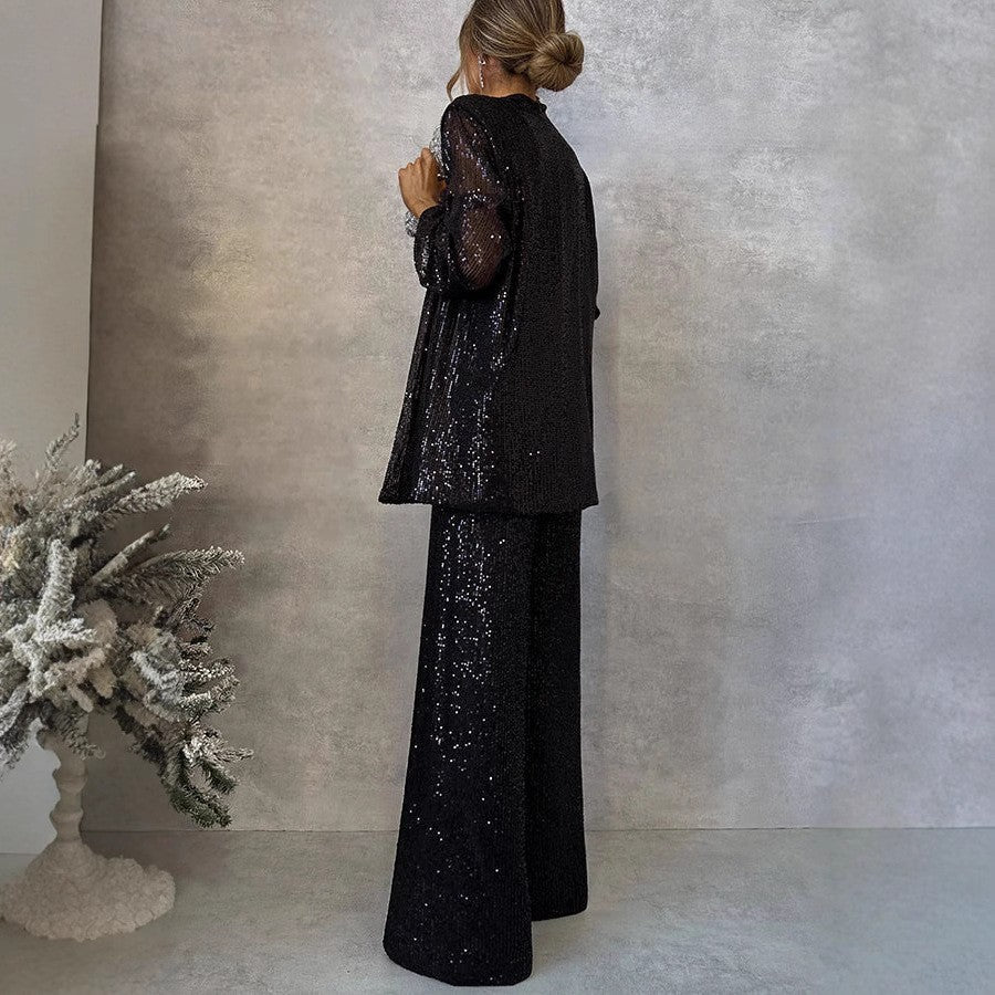 R&B | Trendiges Design High-Waist-Paillettenanzug