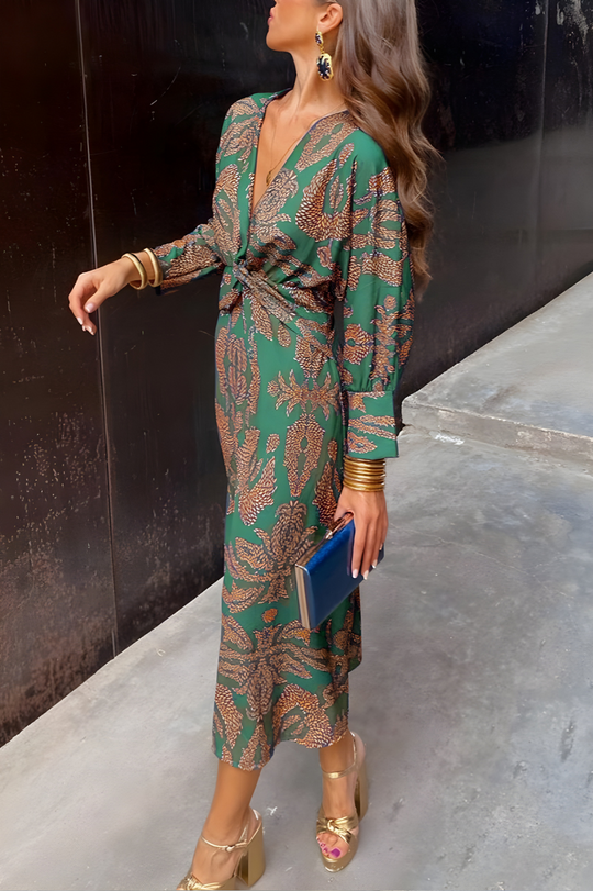 R&B | Knotendes V-Ausschnitt Maxikleid