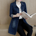 R&B | Lange Jeansjacke für Frauen mit Stickdetails