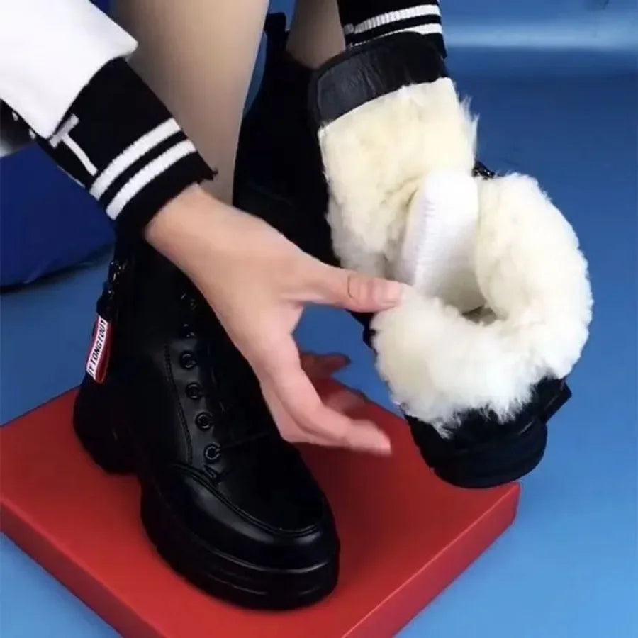 R&B | Damen High Top Leder Martin Stiefel ( mit Futter Aus Fell )