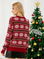 R&B | Weihnachts Freizeit Schneeflocken Bestickter Strickpullover