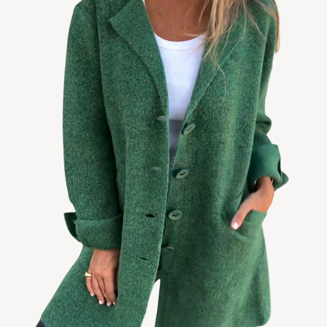 R&B | Frauen Wollmischung Langjacke mit Knopfverschluss