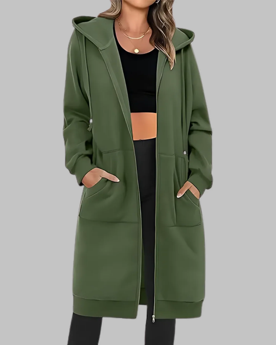 R&B | Lässige Zip-Up Übergroße Lange Jacke