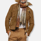 R&B | Maßgeschneiderte Jacke Kragenjacke In Hüftlanger Lederbesatzjacke