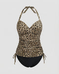 R&B | Atmungsaktiver Tankini mit V-Ausschnitt Im Leopardenmuster