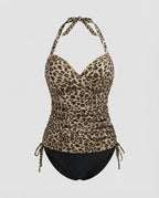 R&B | Atmungsaktiver Tankini mit V-Ausschnitt Im Leopardenmuster
