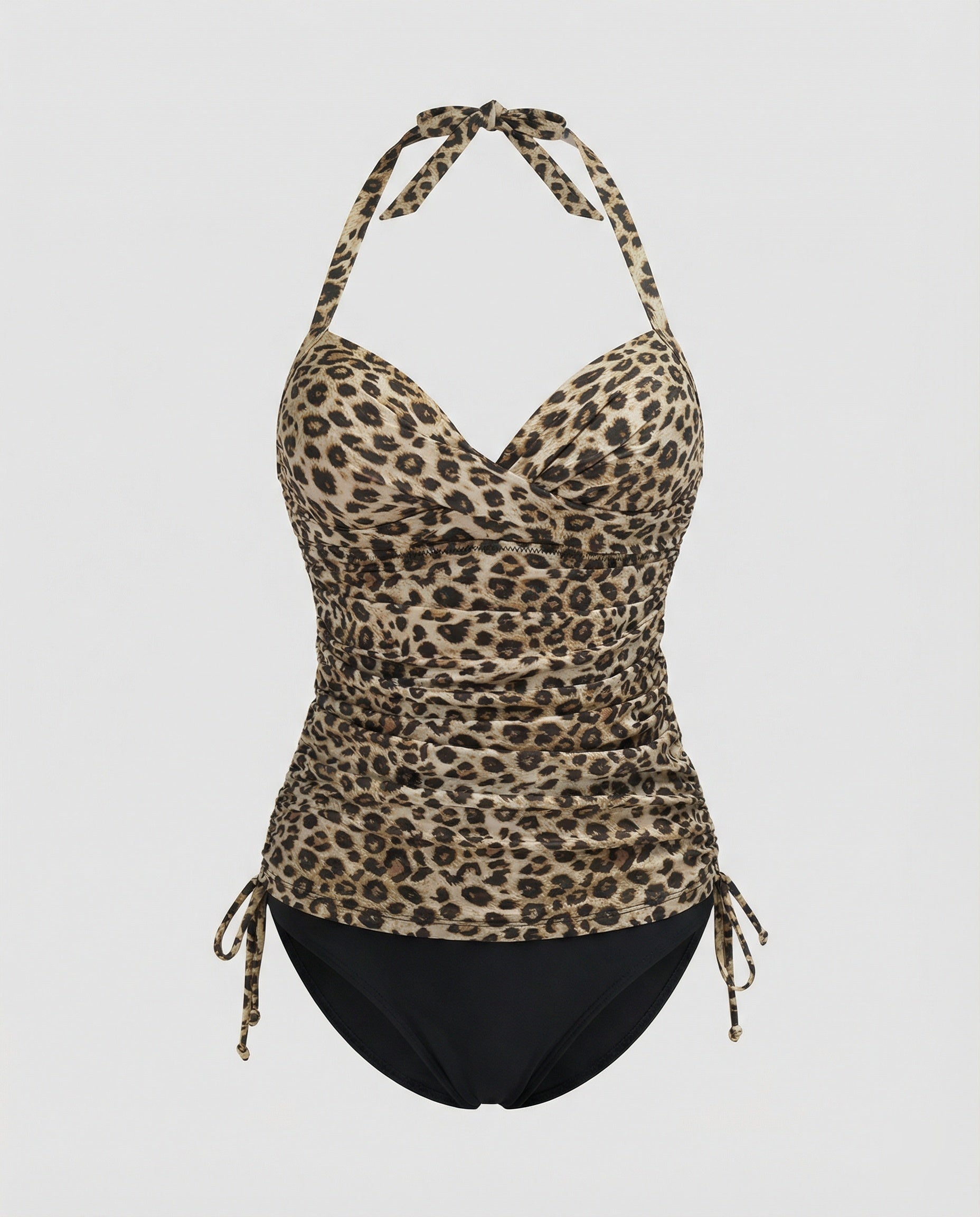 R&B | Atmungsaktiver Tankini mit V-Ausschnitt Im Leopardenmuster