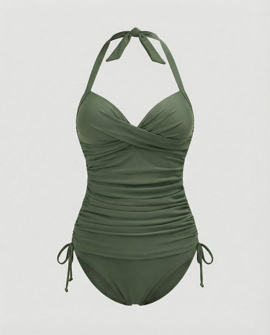 R&B | Atmungsaktiver Tankini mit V-Ausschnitt Im Leopardenmuster