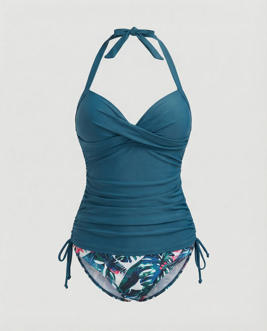 R&B | Atmungsaktiver Tankini mit V-Ausschnitt Im Leopardenmuster