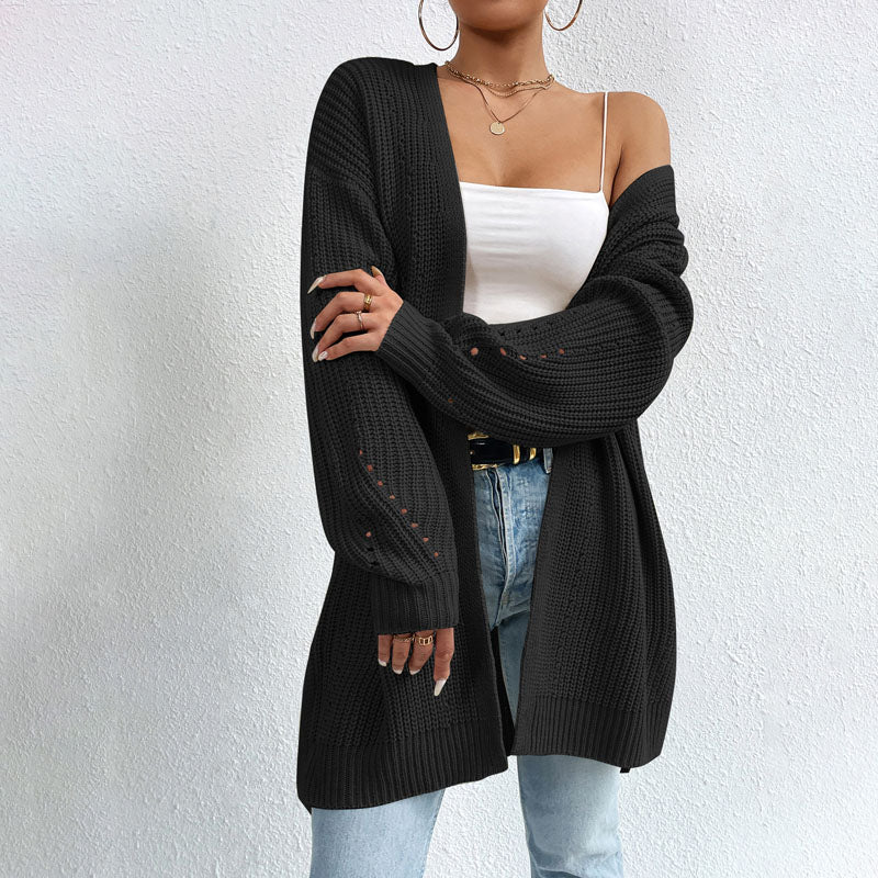 R&B | Einfarbige Elegante Strickjacke mit Taschen