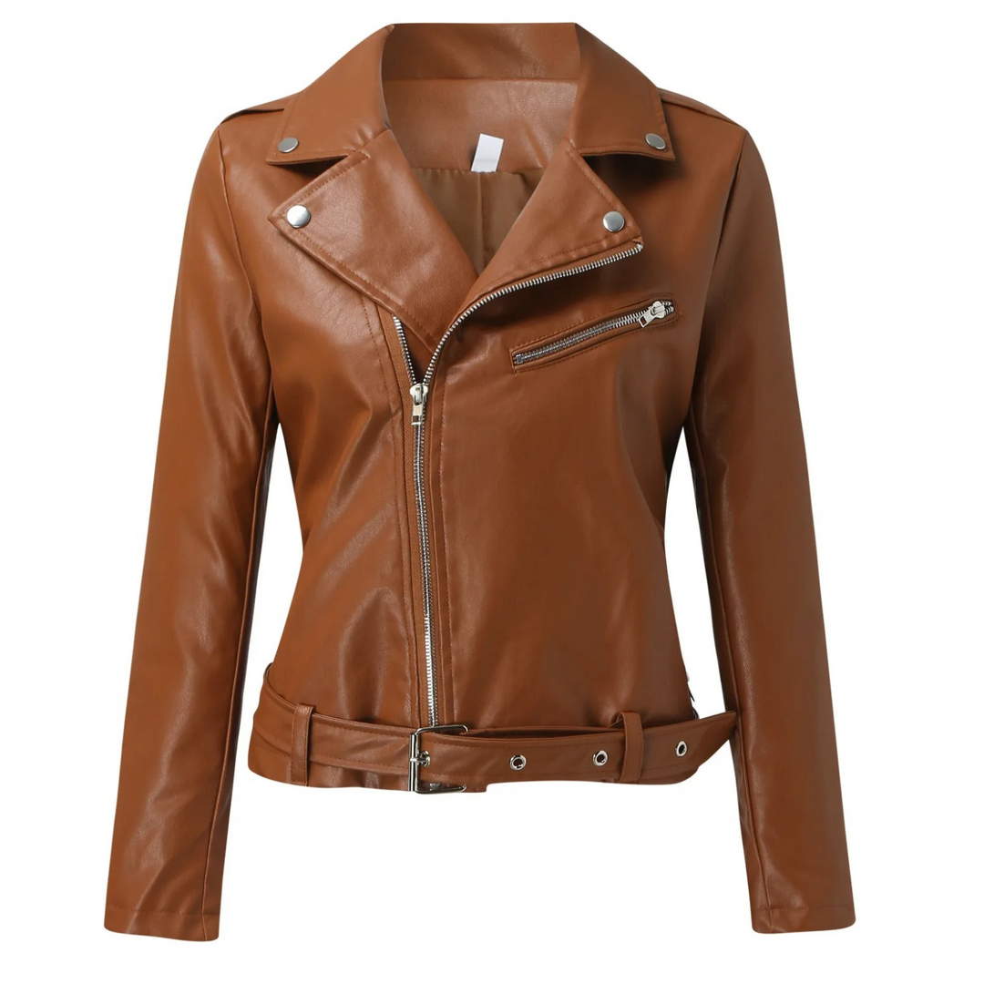 R&B | jacke Damen Biker Modell mit Gürtel und Reißverschlussdetails