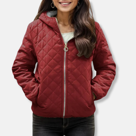 R&B | Gepolsterte Jacke - Lockere Passform - Diamantsteppung - Kapuze - Elastischer Saum