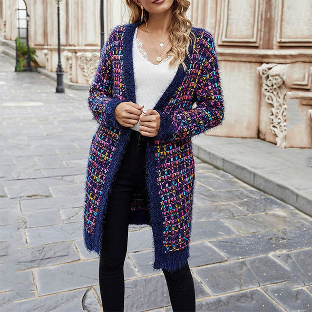R&B | Farbiger Langer Cardigan Polyester Warm, Bequem