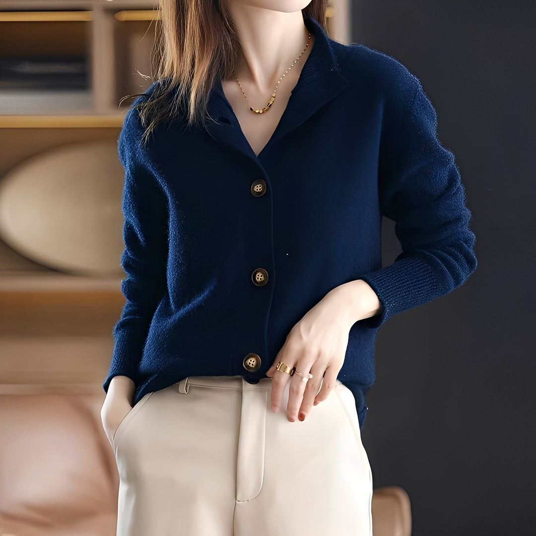 R&B | Eleganter, lässig geschnittener Cardigan mit Knöpfen für Frauen