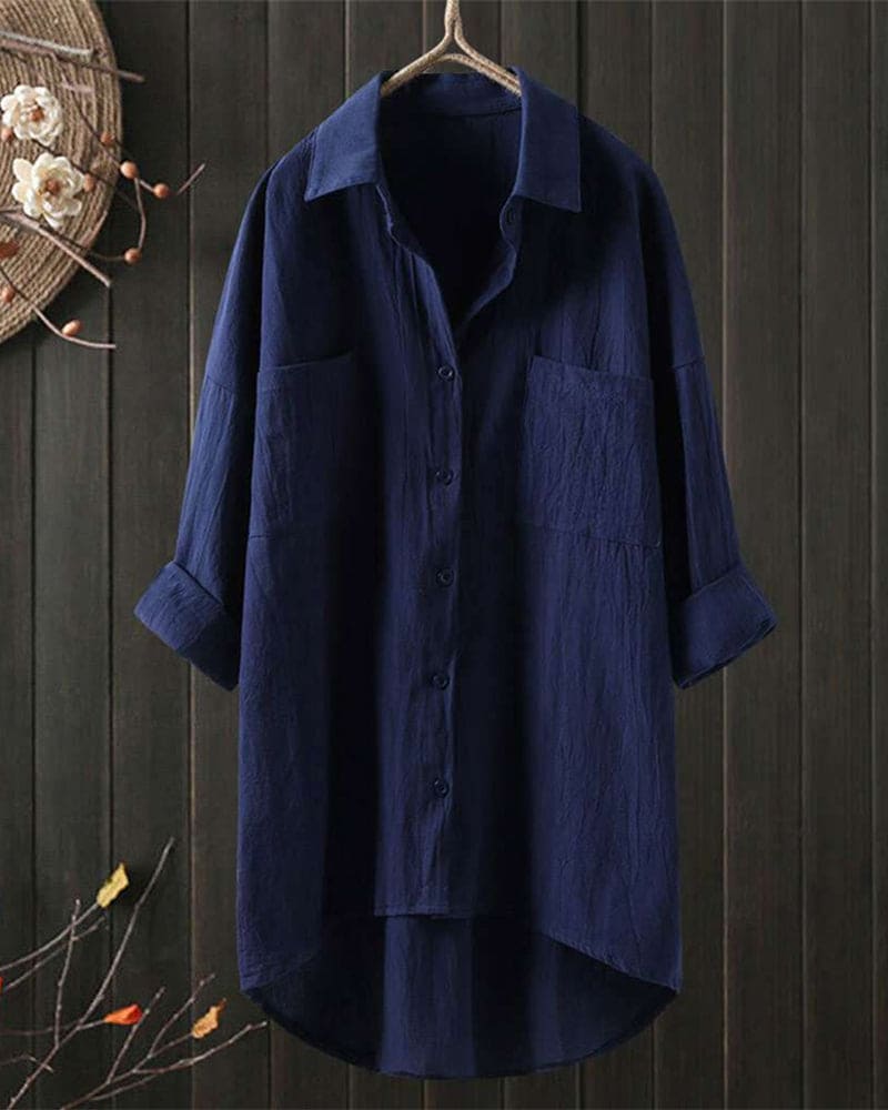 R&B - Locker fallendes Blusenshirt in einer einfarbigen Farbe mit langen Ärmeln