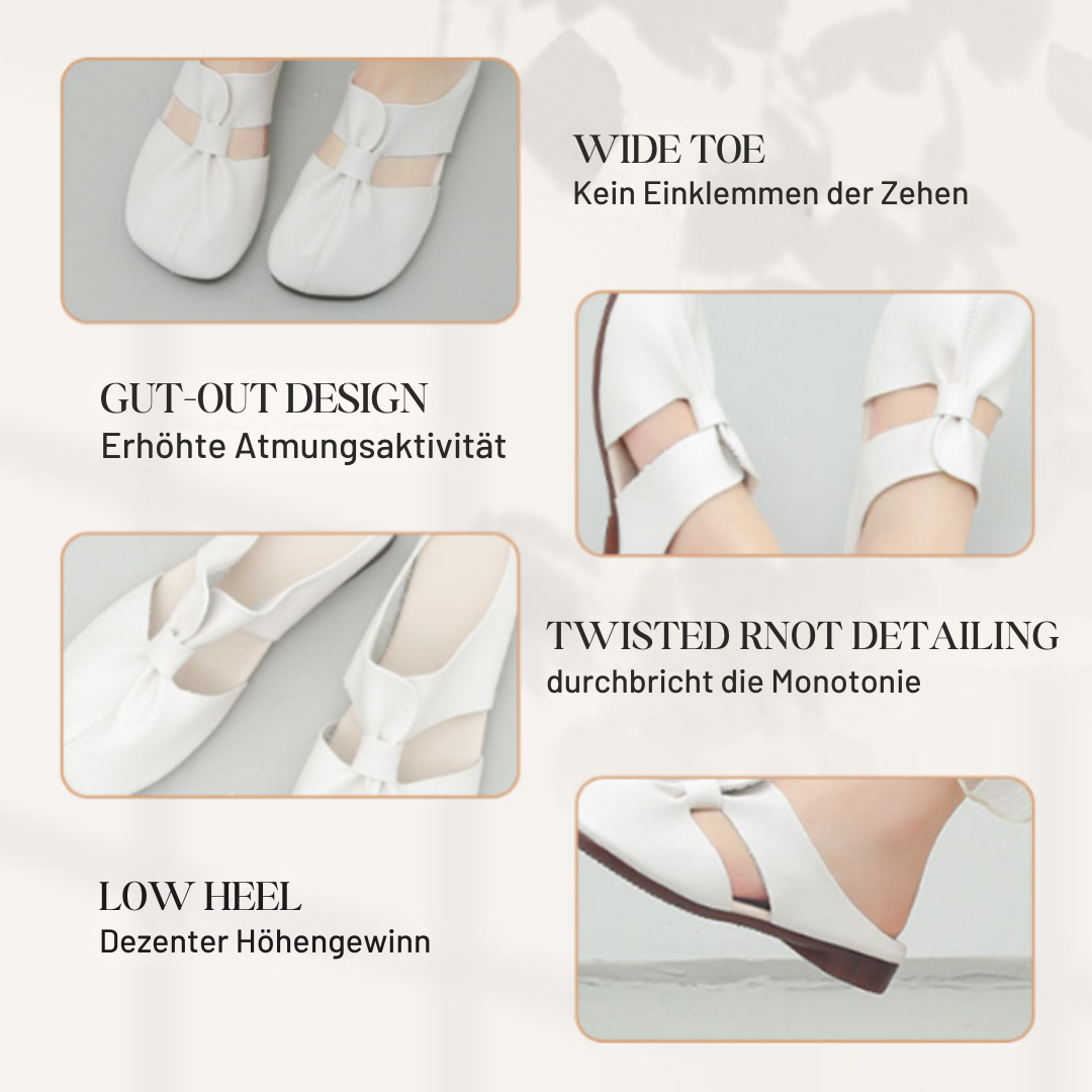 Flache Pantoletten in Lederoptik mit Ausschnitten R&B R&B