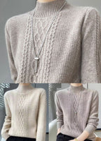 R&B | Gemütlicher Hoher Kragen Zopfmuster Pullover Ideal für den Winter