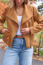 R&B | Up Pocketed Faux Suede Motorradjacke (in 7 Farben)