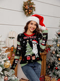 R&B | Rundhals Bestickter Strickpullover – Alpaka & Weihnachtsbaum