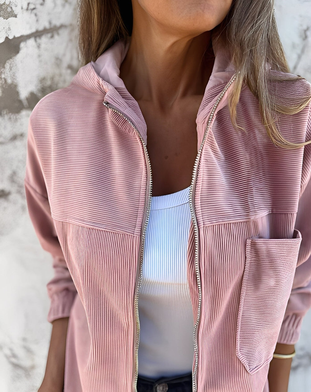 R&B | Lässige Cord-Jacke mit Kapuze für Frauen