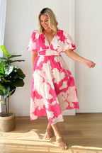 R&B | Real Love Print Puffärmel Maxi Kleid