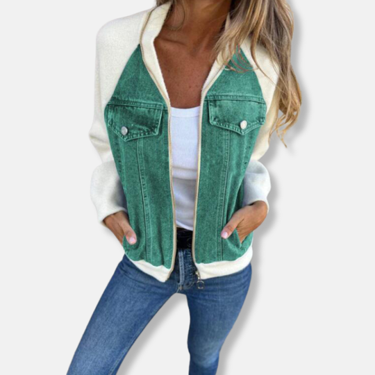 R&B | Bomberjacke Wollmischung Denim Details Reißverschluss Reguläre Passform