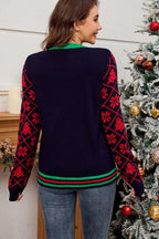 R&B | Pailletten bestickter Weihnachts-Jacquard-Strickpullover