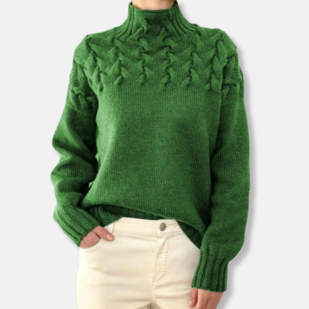 R&B | Wolle Hoher Hals Pullover Kabelstrick Entspannt Passform Pullover