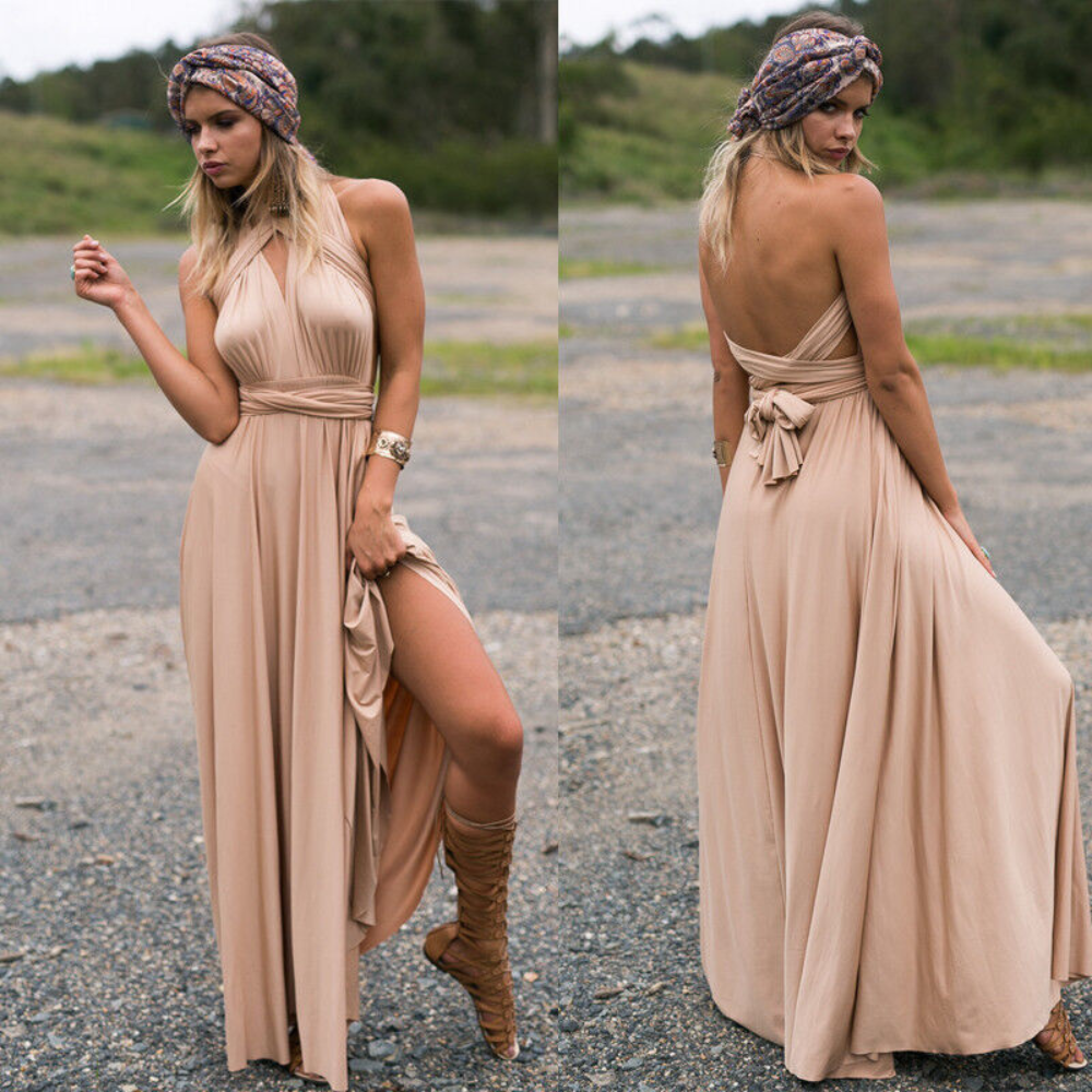 R&B | Elegante Damen Infinity Kleid Schickes Wickel Sommerkleid