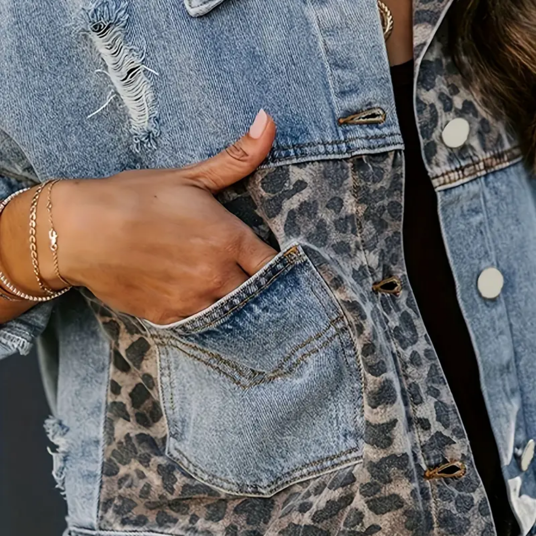EB | Trendige Jeansjacke mit Leopardenmuster